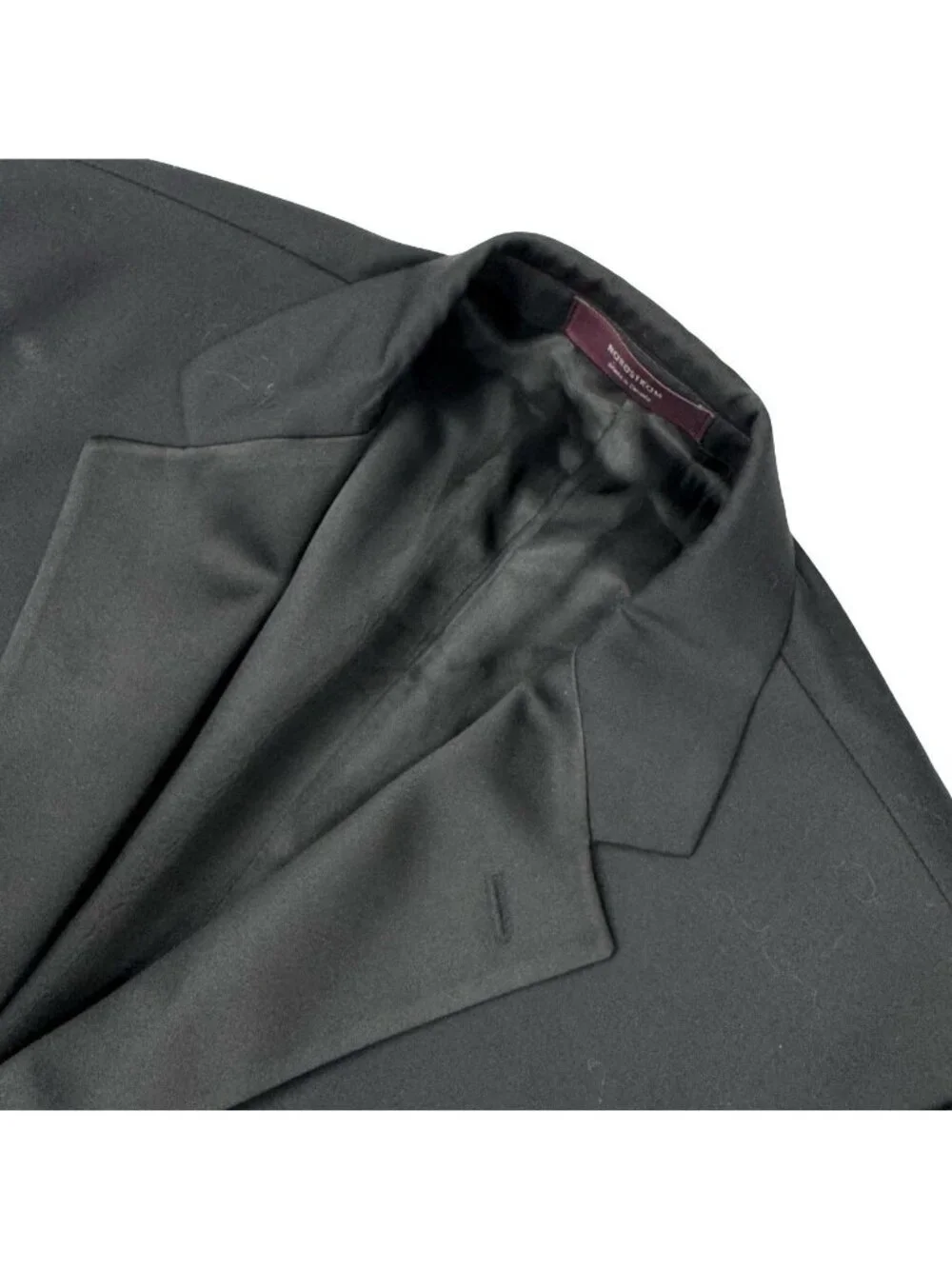 Nordstrom Men's 100% Wool 2-Button Satin Lapel Blazer Jacket Black • 40R